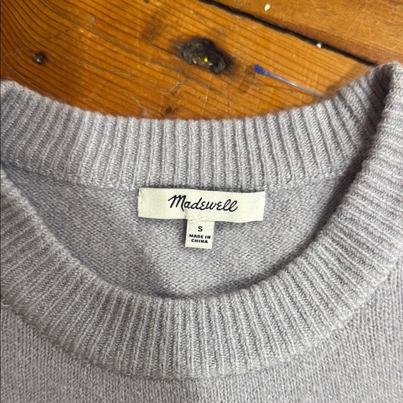 Madewell Soft Wool Blend Gray Pom-Pom Crewneck Sweater Size Small - Picture 2 of 9